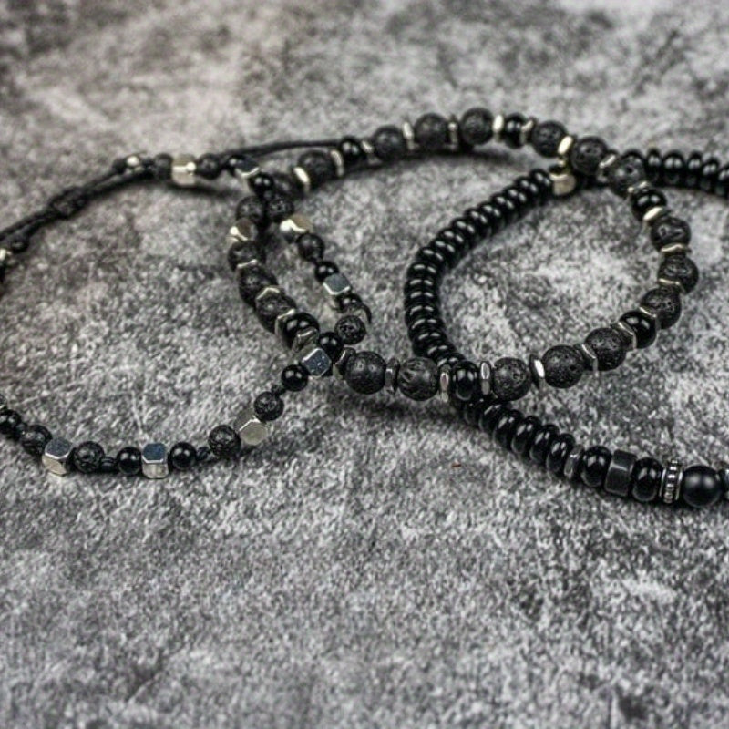 Simple Men Stackable Waterproof Bracelet Set Series