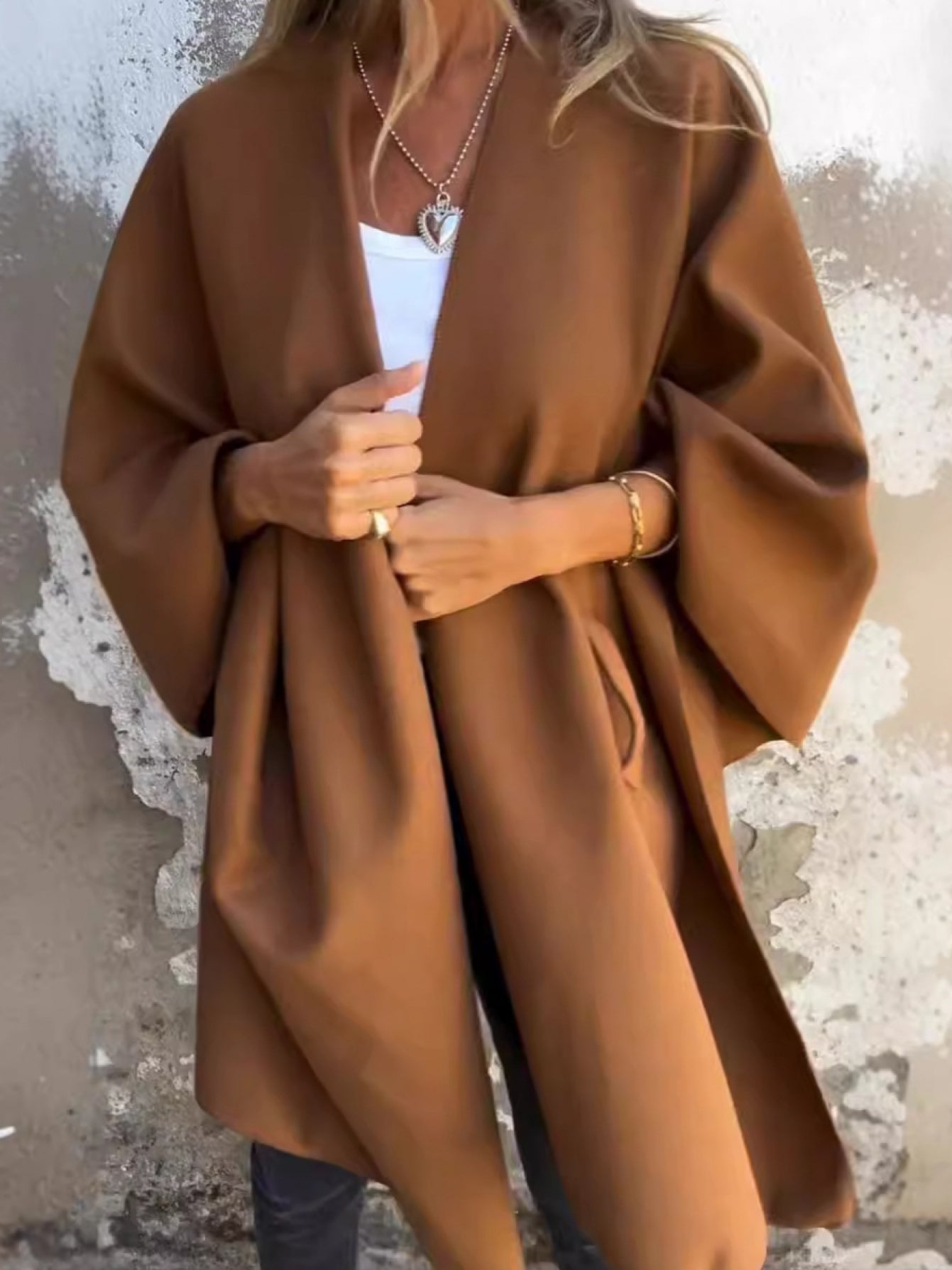 SCACTO Women Elegant Boho Cape Coat Soft Shawl Wrap