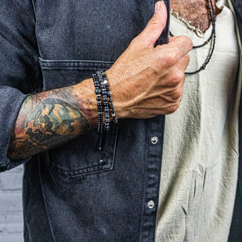 Simple Men Stackable Waterproof Bracelet Set Series