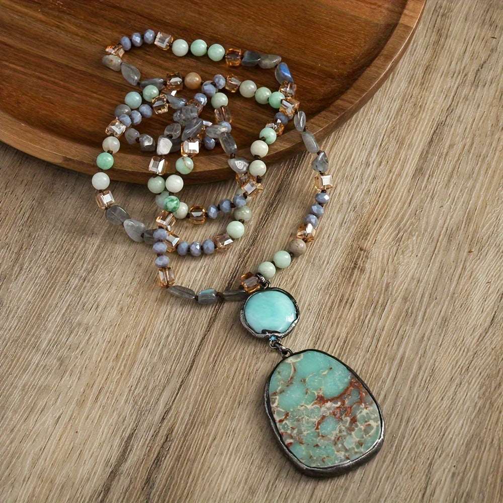 Blossom And Radiate Vintage Bohemian Natural Stone Necklace