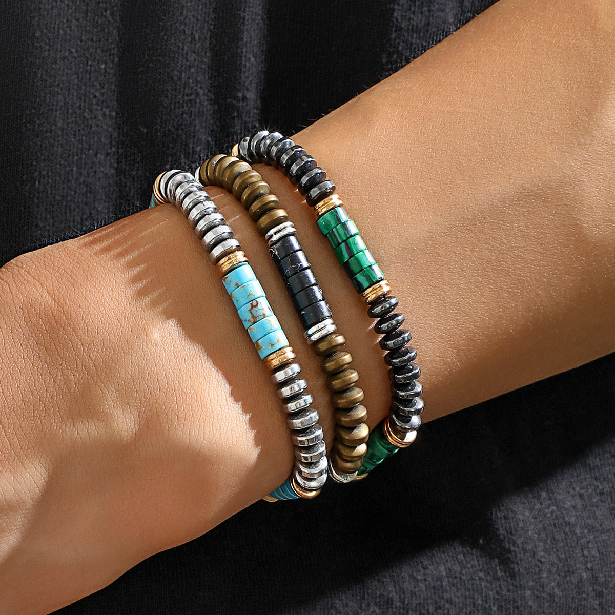 Natural Stone Bead Bracelets Set for Couple Adjustable