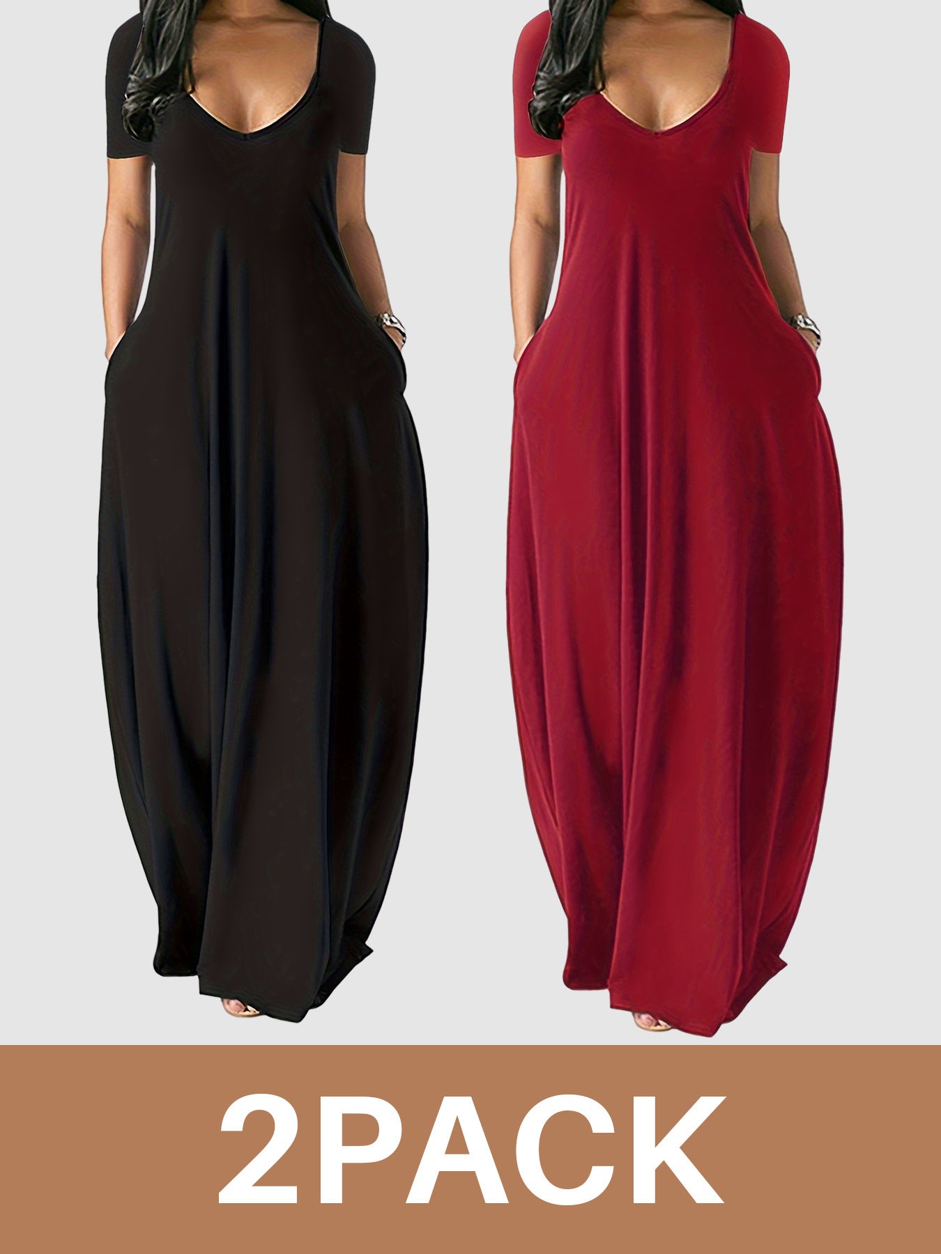 YIOWCOO 2 Pack Elegant Summer Long Dress For Weddings