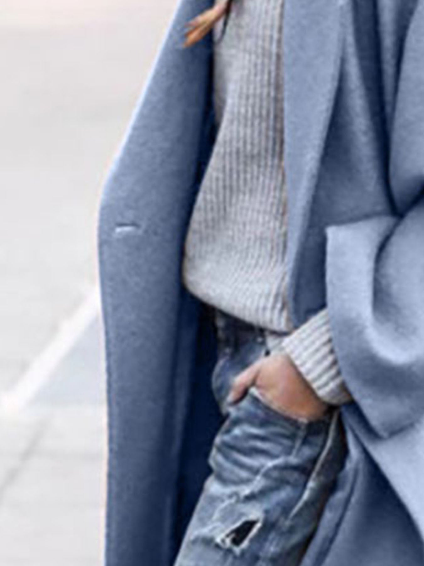 Womens Oversized Long Coat Pockets Elegant Winter Trench