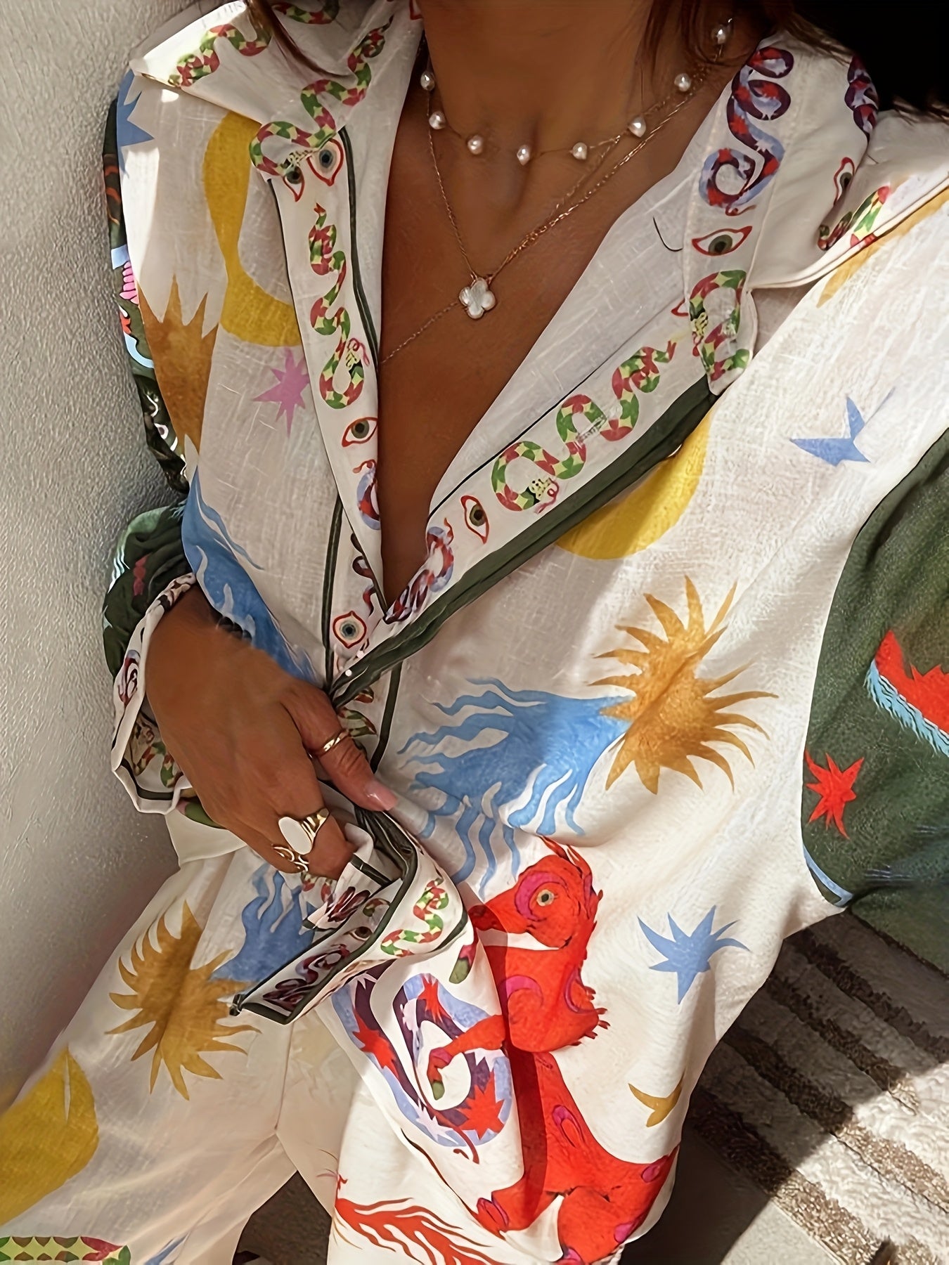 Blossom And Radiate Women's Print Shirt And Pants Set