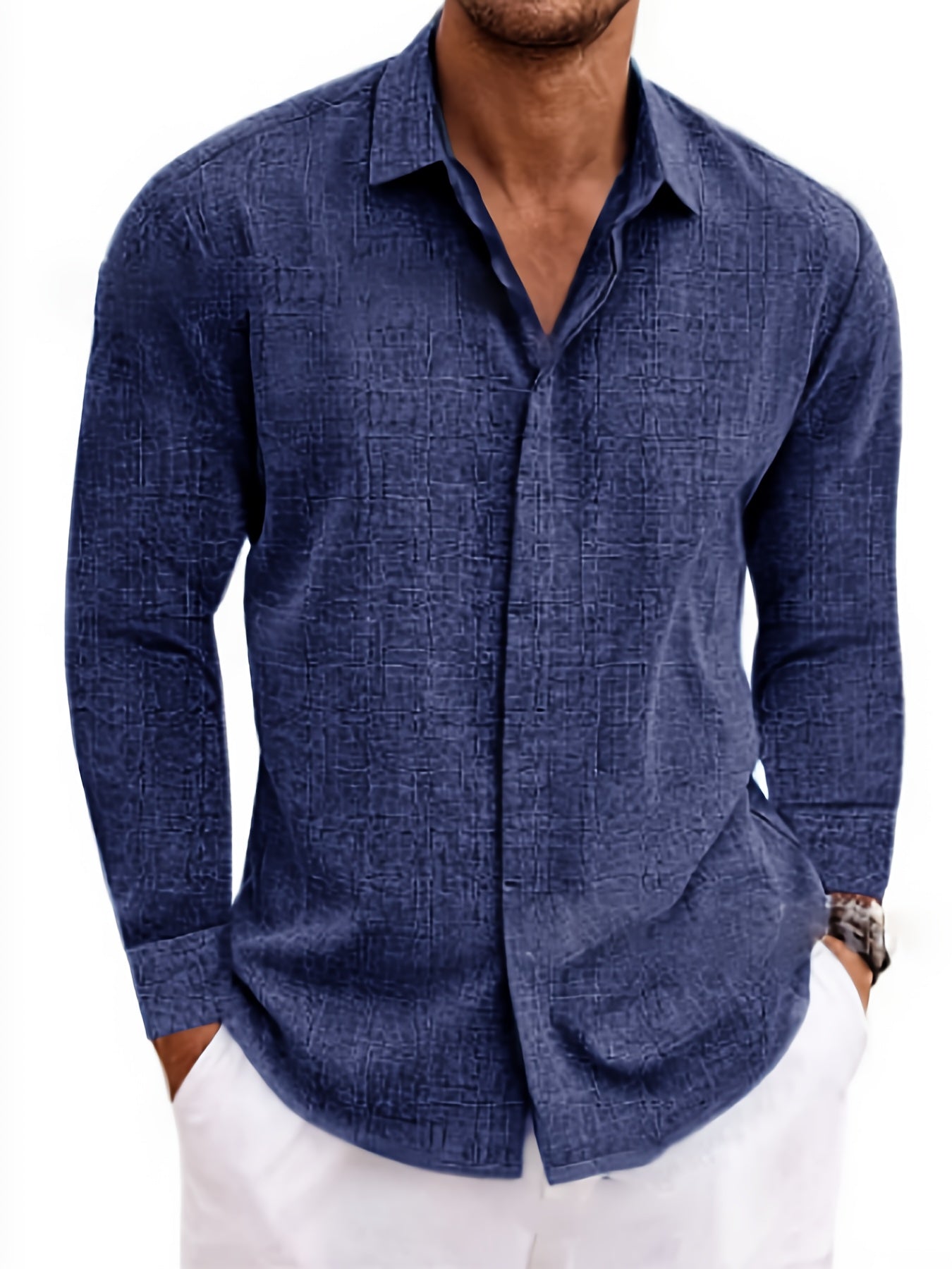 SCACTOCollar Linen-Blend Long Sleeve Shirt For Summer