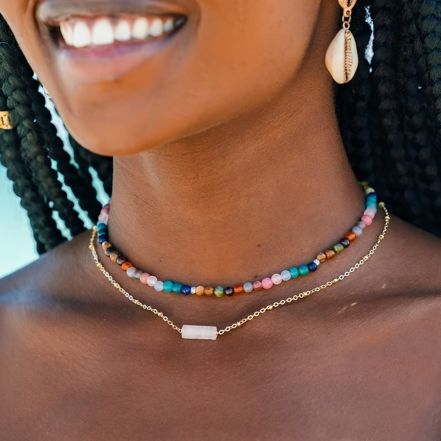 Blossom and Radiate TOEE ZUBY Bohemian Rose Quartz Necklace