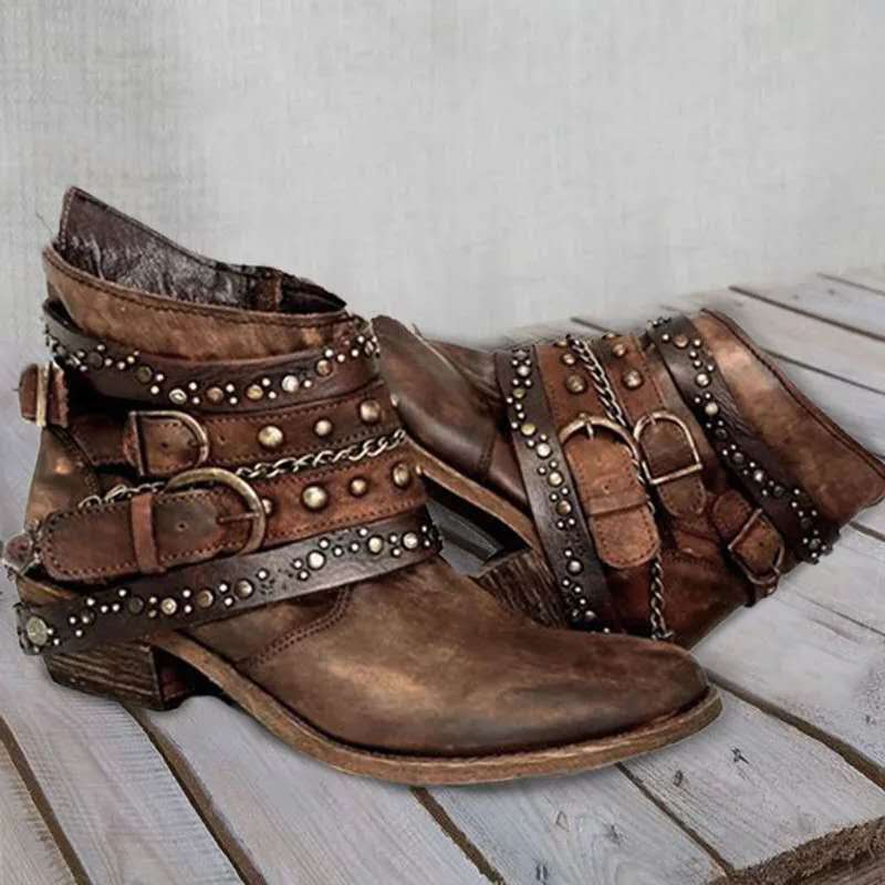 Women Western Cowboy Boots with Chunky Heel and Studs