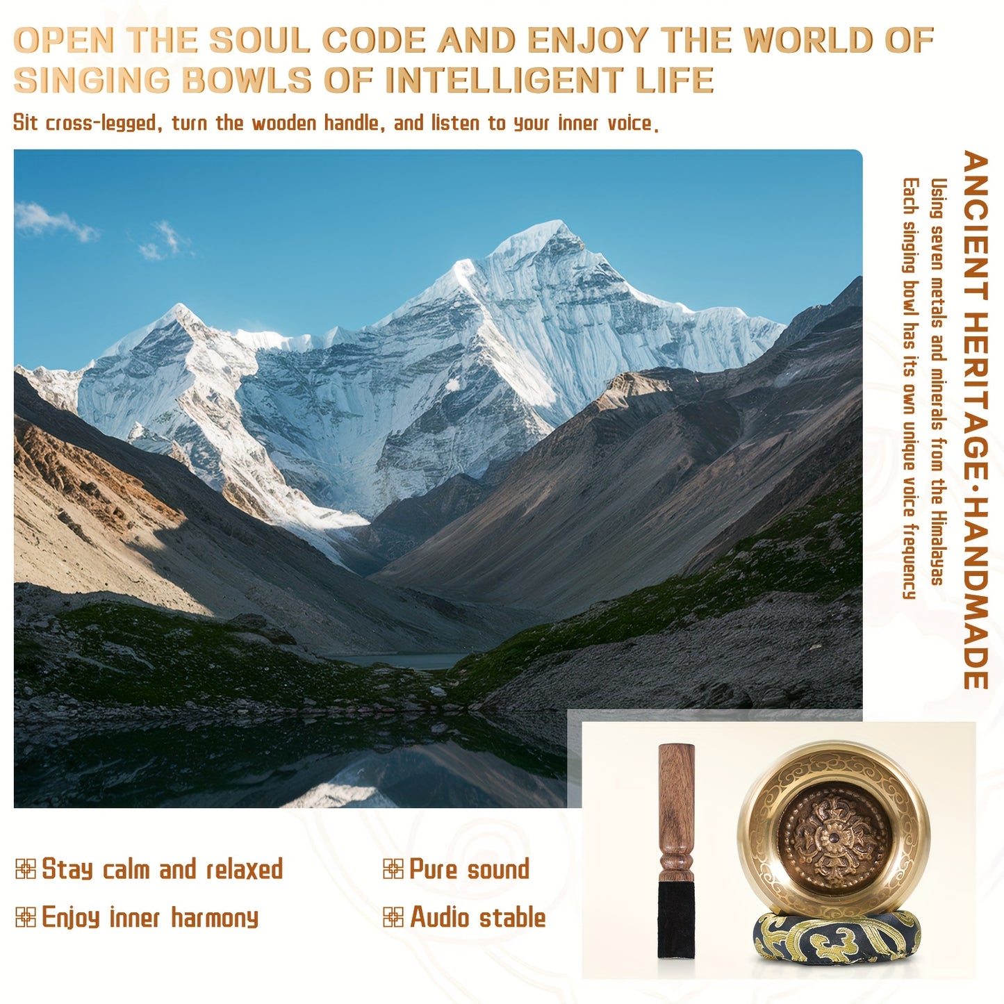 Blossom and Radiate Tibetan Singing Bowl Set for Meditation
