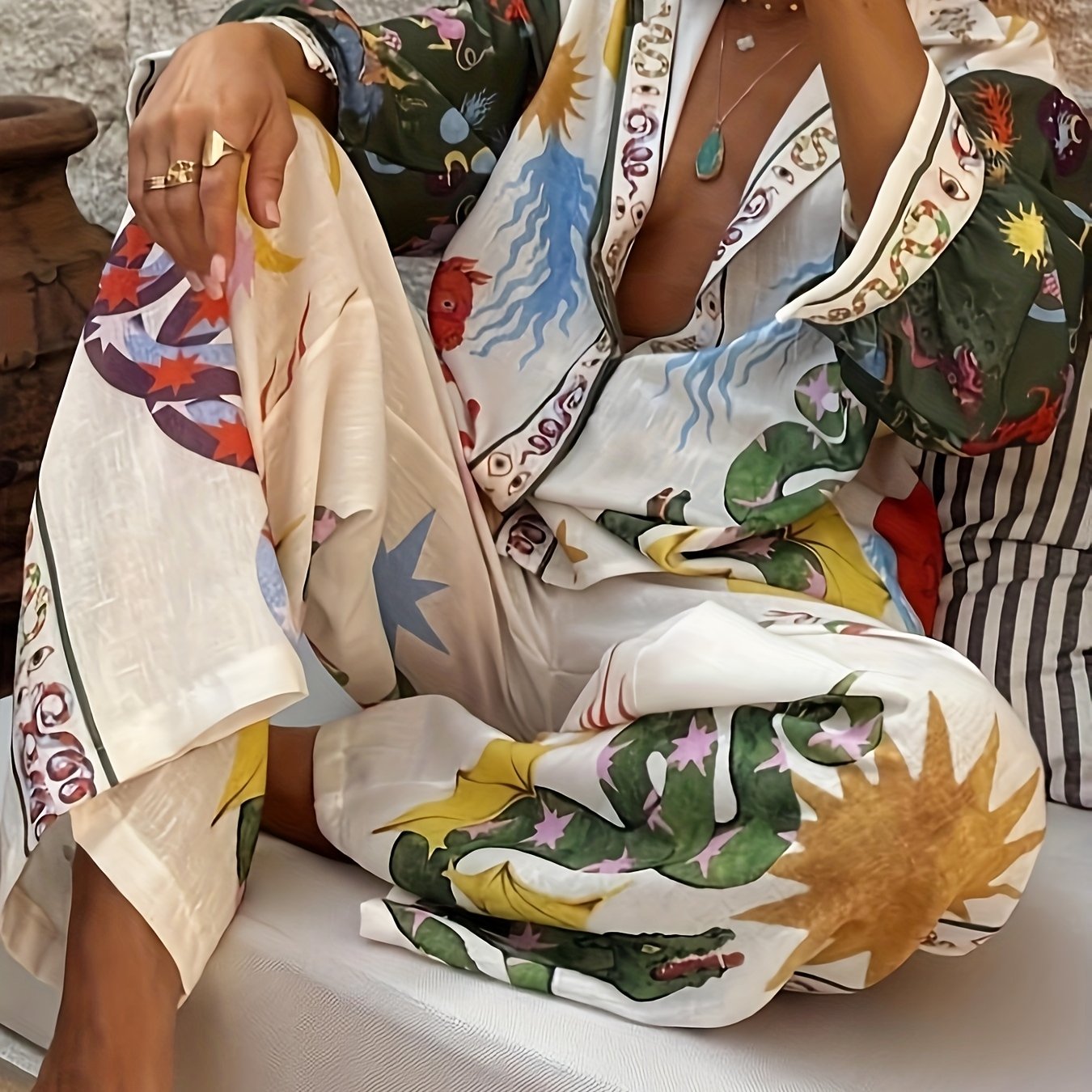 Blossom And Radiate Women's Print Shirt And Pants Set