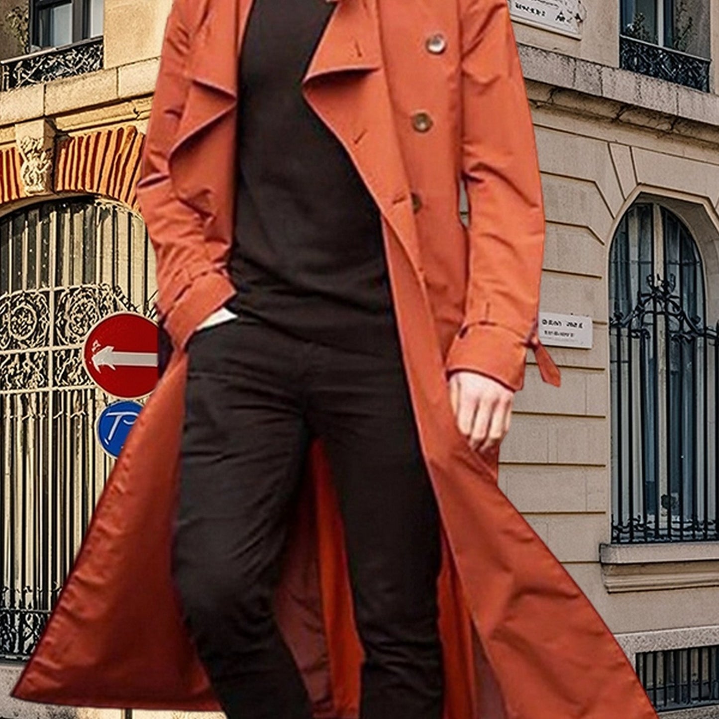 Mens Winter Overcoat Lapel Tailored Fit For Formal Wear