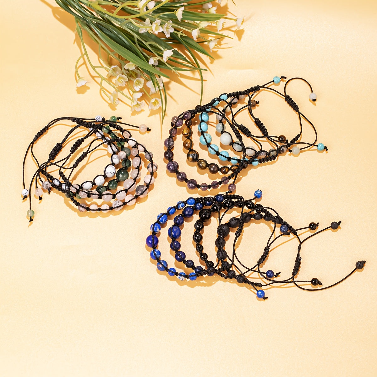 Handmade Bohemian Adjustable Tiger Eye Amethyst Bracelet