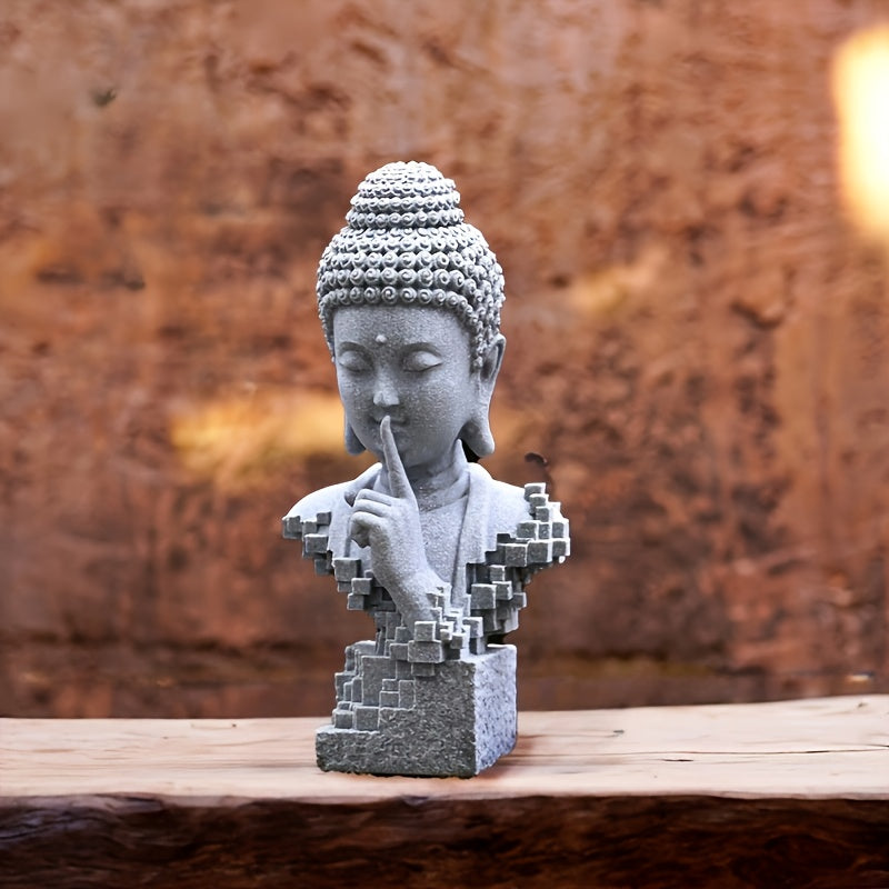 1pc Zen-Inspired Stone Buddha Statue - Modern Silent/Keep Quiet Design, Versatile Indoor & Outdoor Decor For Home, Yoga, Meditation, Gardens, Unique Gift Idea