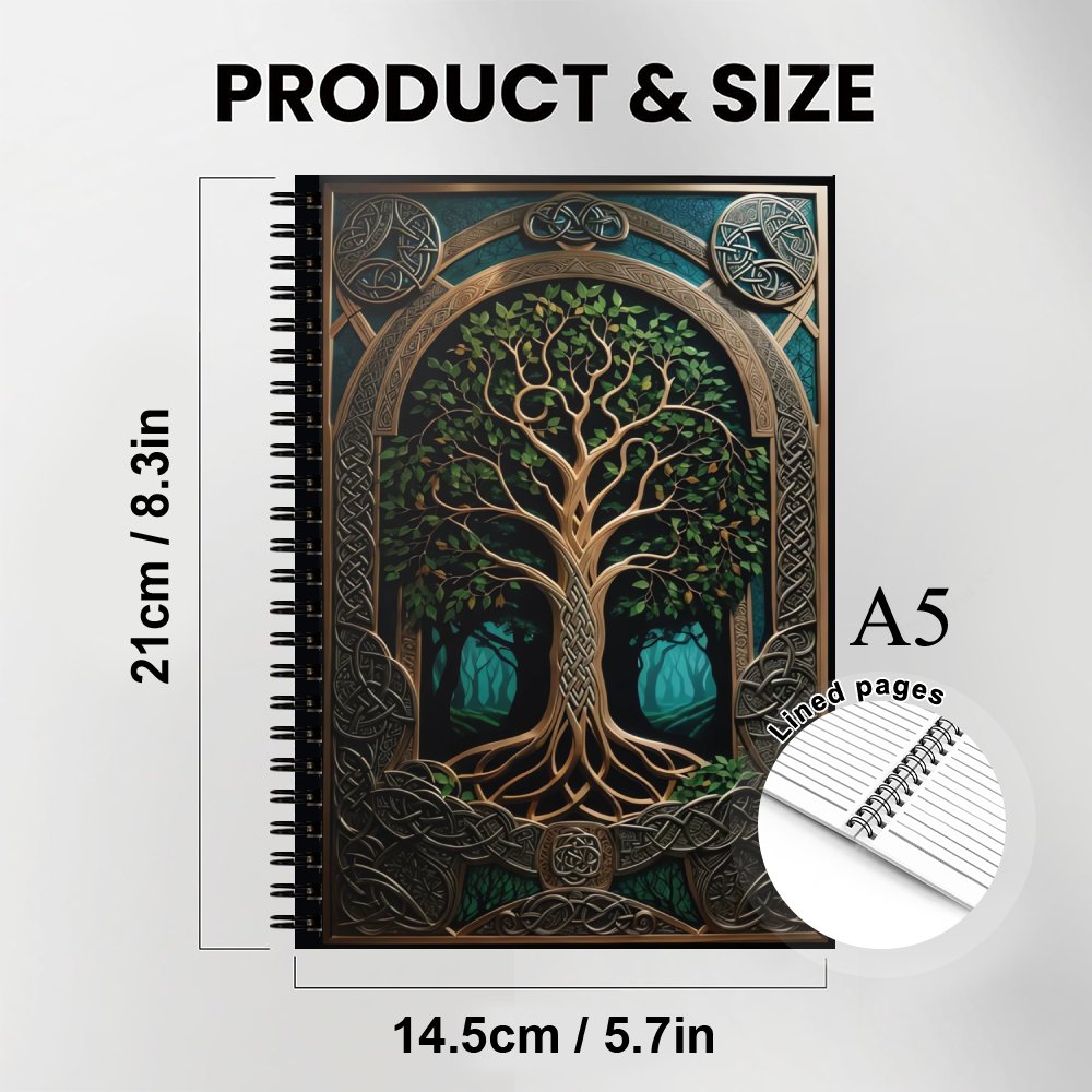 HAROLOEN Celtic Knot Tree of Life Notebook Lined Journal