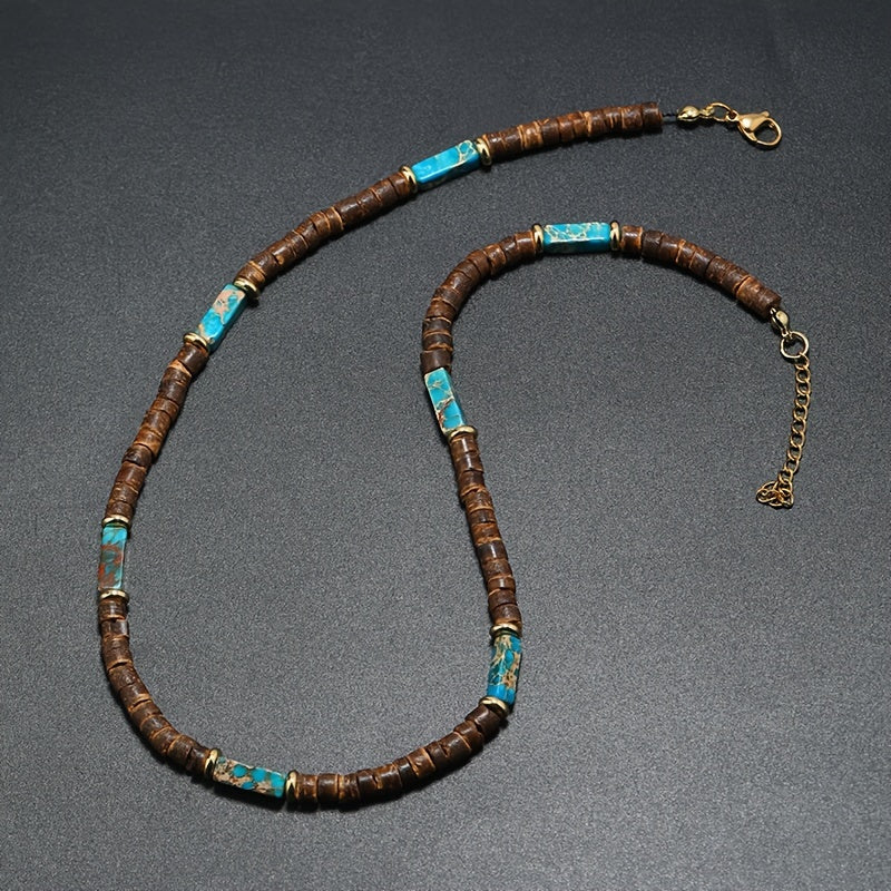 Boho Coconut Shell Beaded Necklace Set Of 3 Wooden Beads
