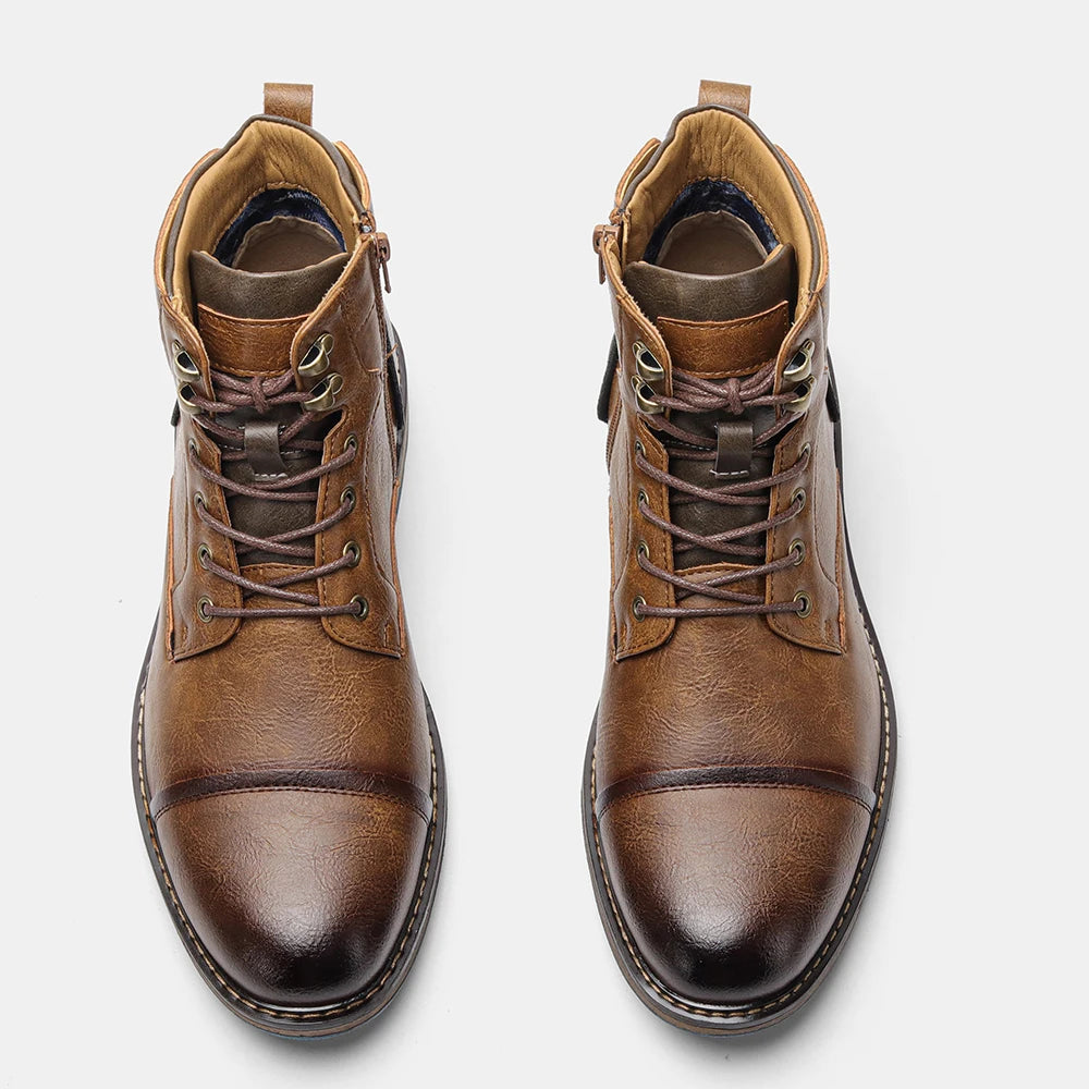 Hecrafted Mens Retro Leather Boots Modern Comfort Everyday
