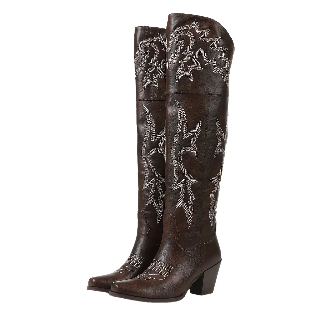 GIGIFOX Over The Knee Boots With Chunky Heel Zipper