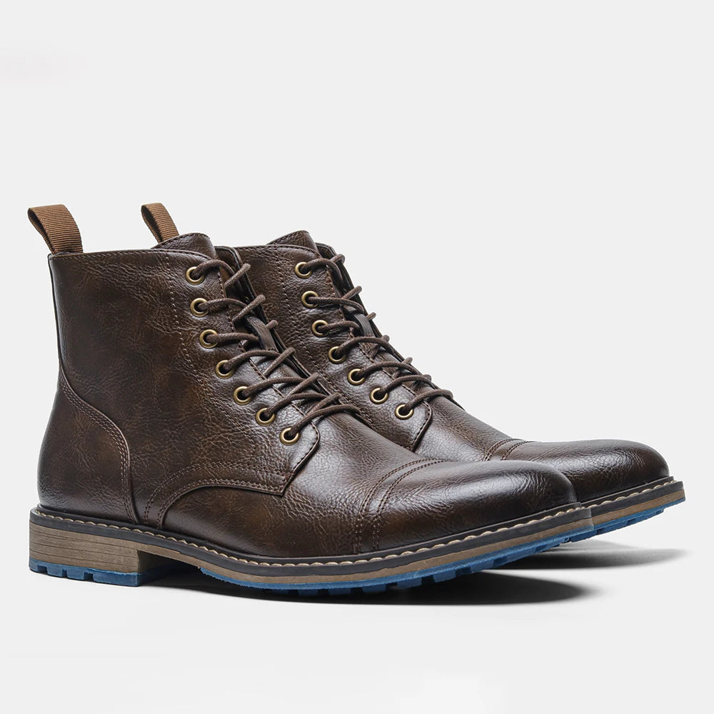 Hecrafted Mens Retro Leather Boots Modern Comfort Everyday
