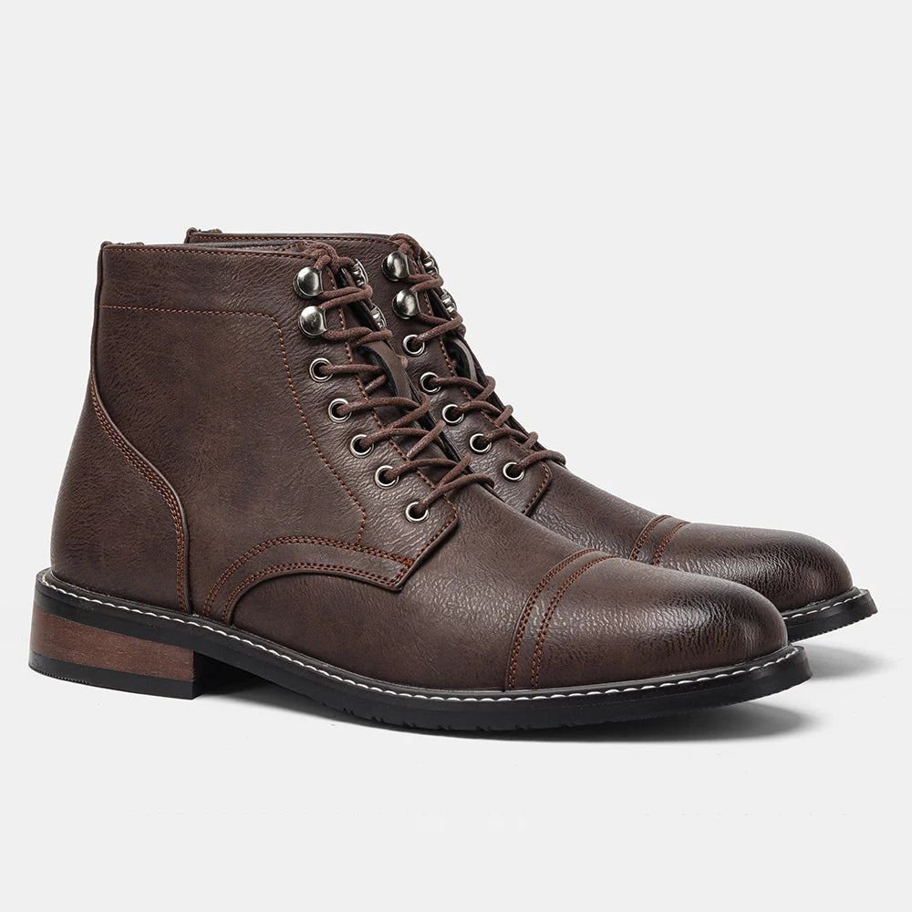 Hecrafted Mens Retro Leather Boots Modern Comfort Everyday