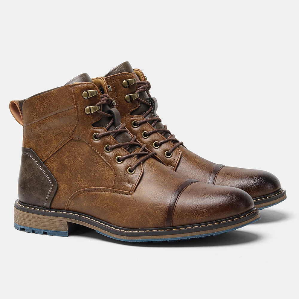 Hecrafted Mens Retro Leather Boots Modern Comfort Everyday