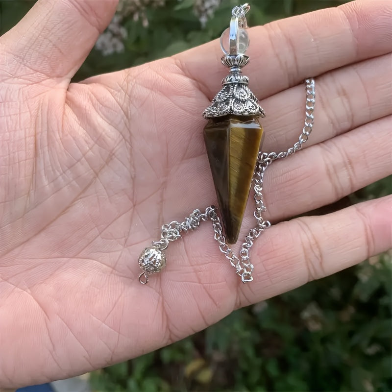 Natural Amethyst Powder Hexagonal Pendulum Necklace