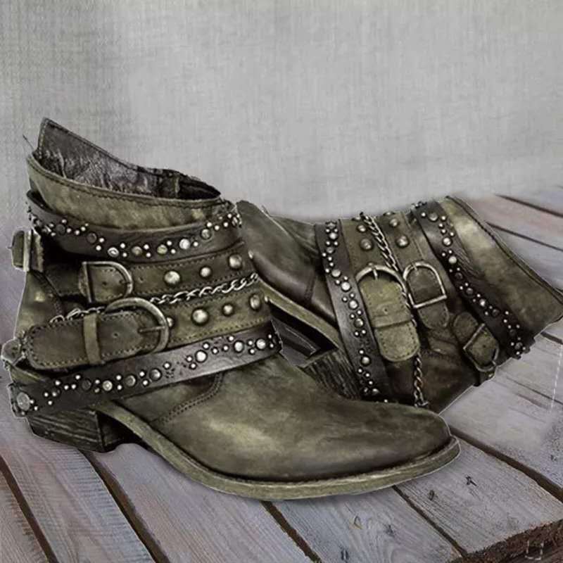 Women Western Cowboy Boots with Chunky Heel and Studs