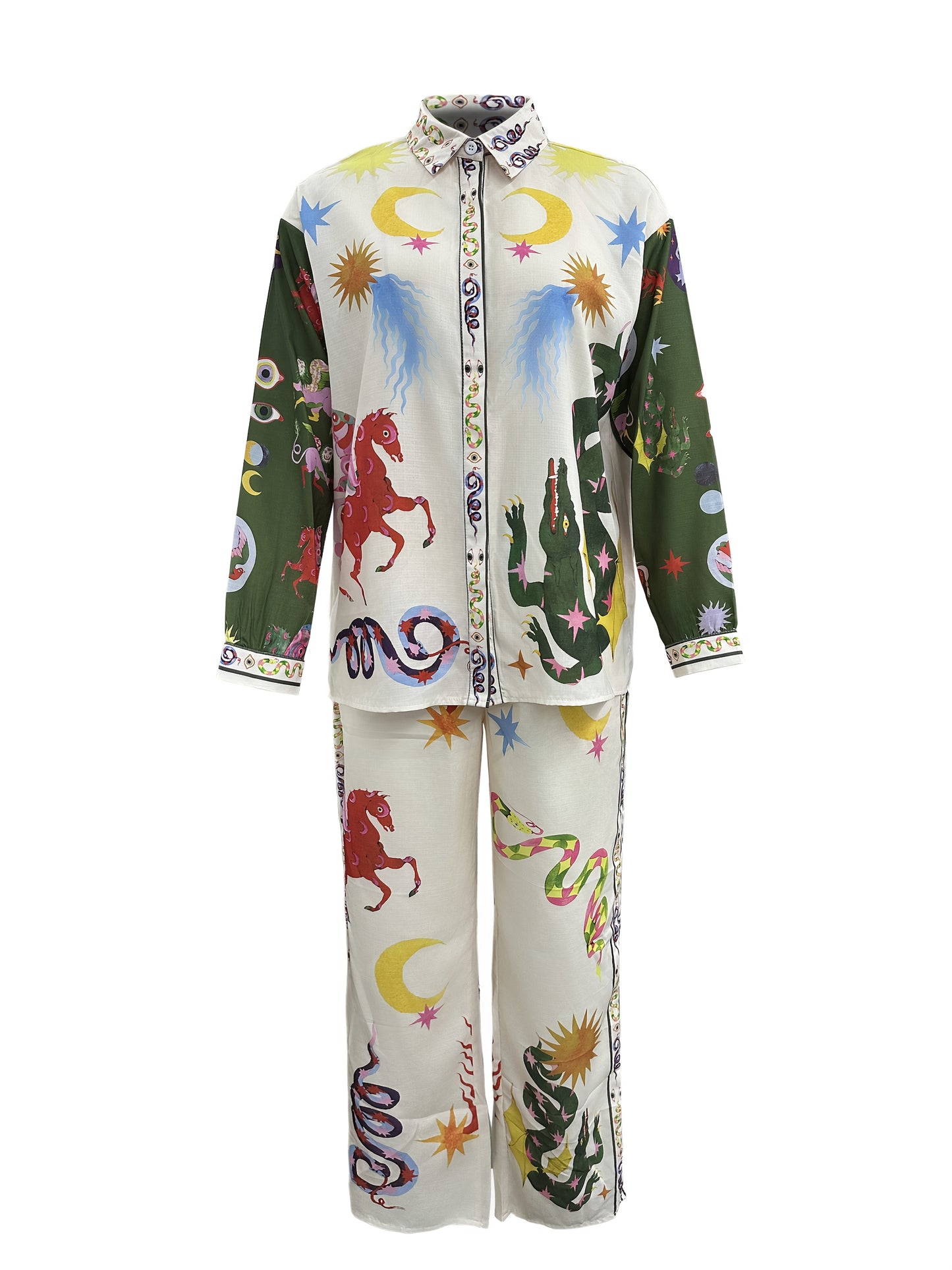 Blossom And Radiate Women's Print Shirt And Pants Set