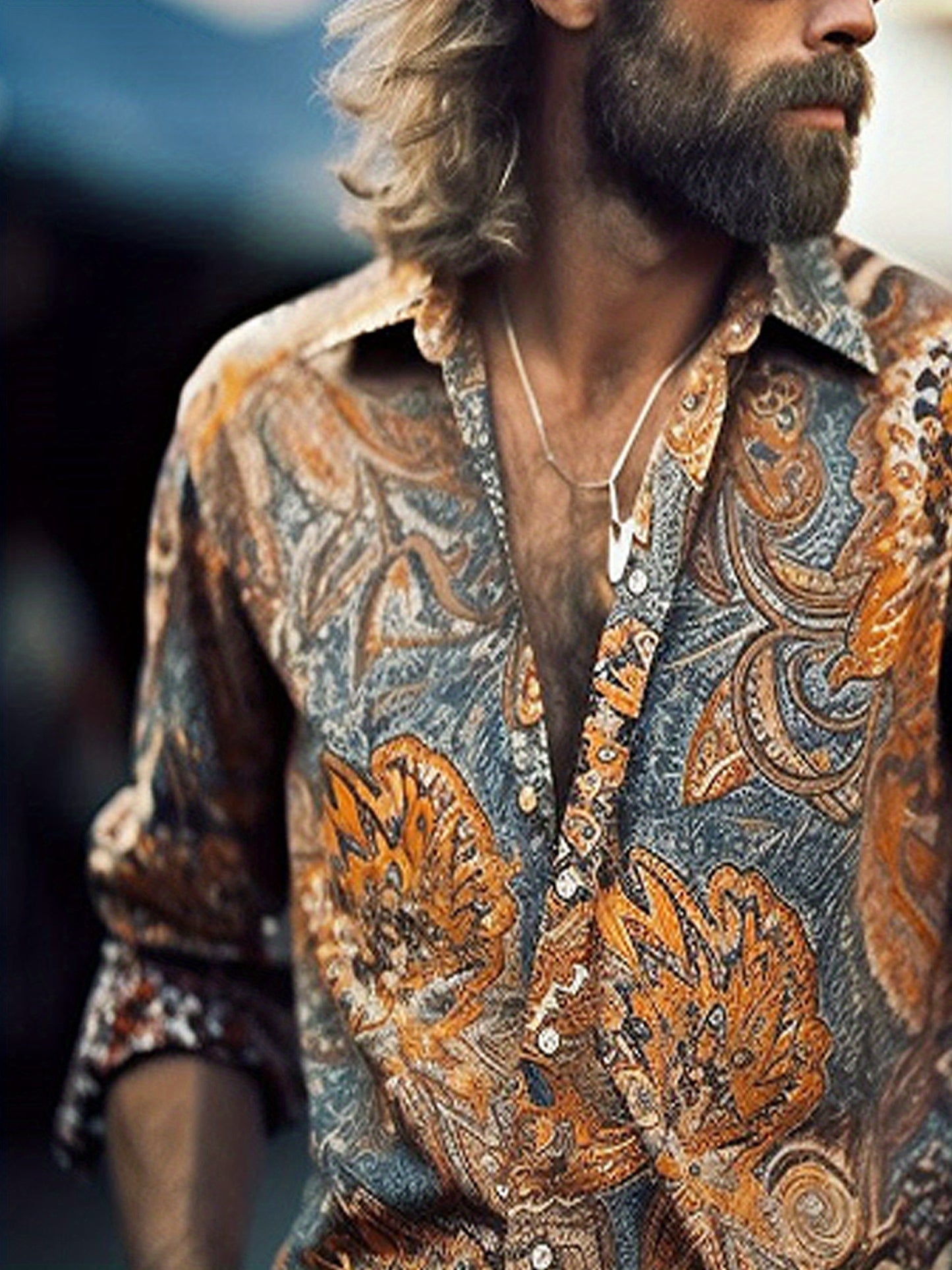 Men's Hawaiian Shirt Button Down Long Sleeve Classic Collar