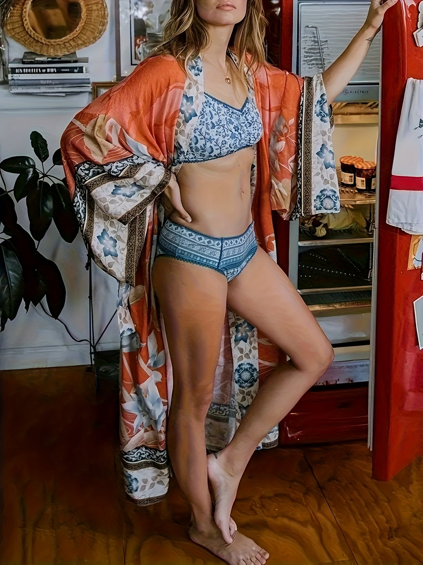 Blossom And Radiate Floral Crane Kimono Cardigan Light