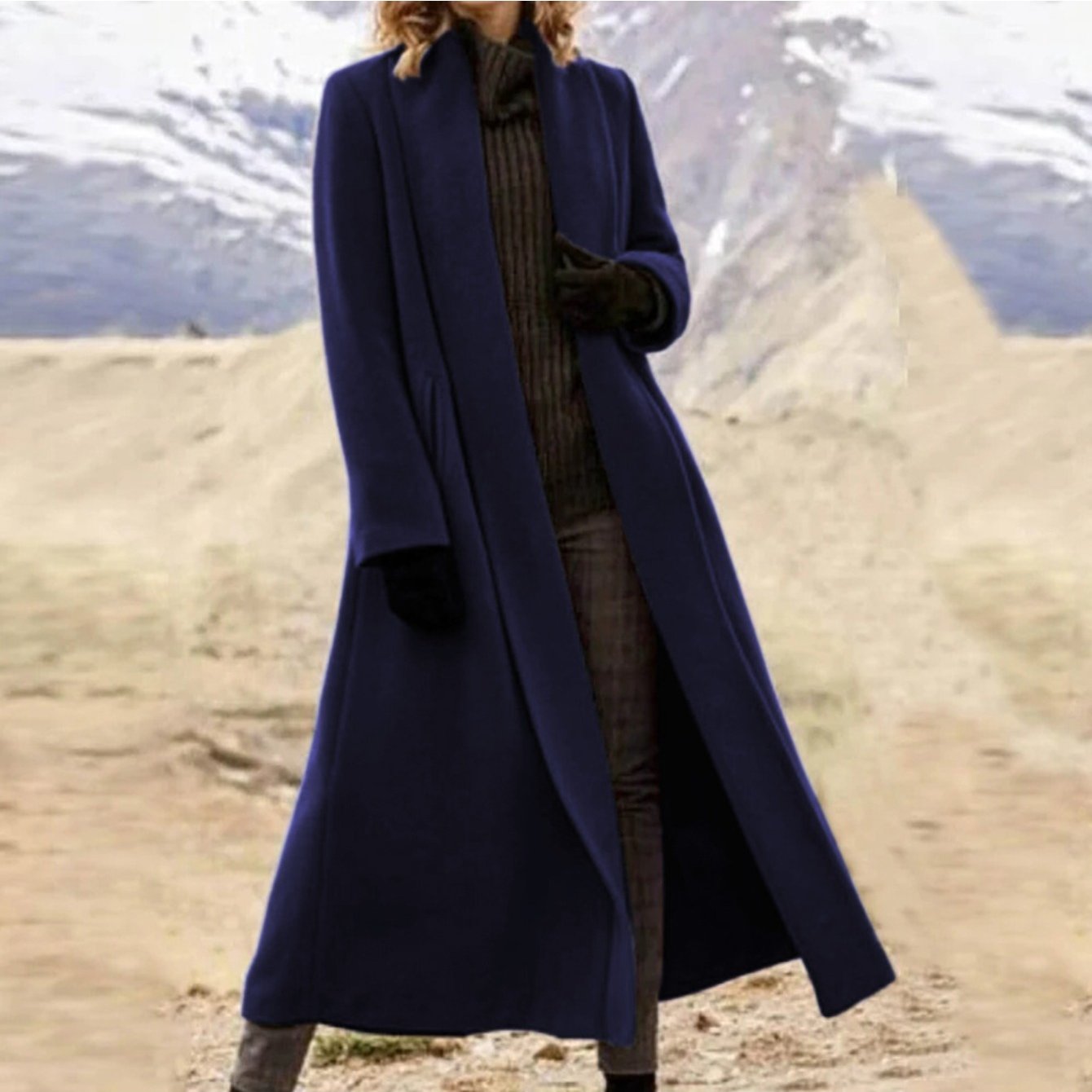 Women Extra Long Trench Coat Oversized Winter Outerwear