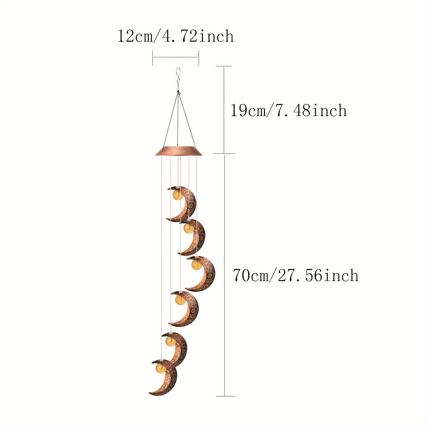 Tryme Solar Moon Wind Chimes Outdoor Lights For Garden