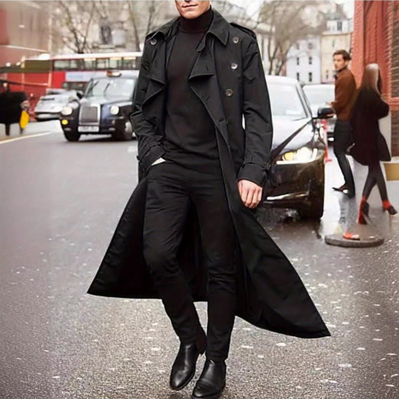 Blossom And Radiate Men Trench Coat Button Front Closure