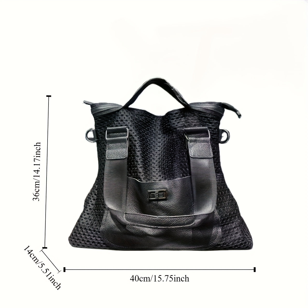 Durable Nylon Tote Bag With Detachable Strap And Zipper