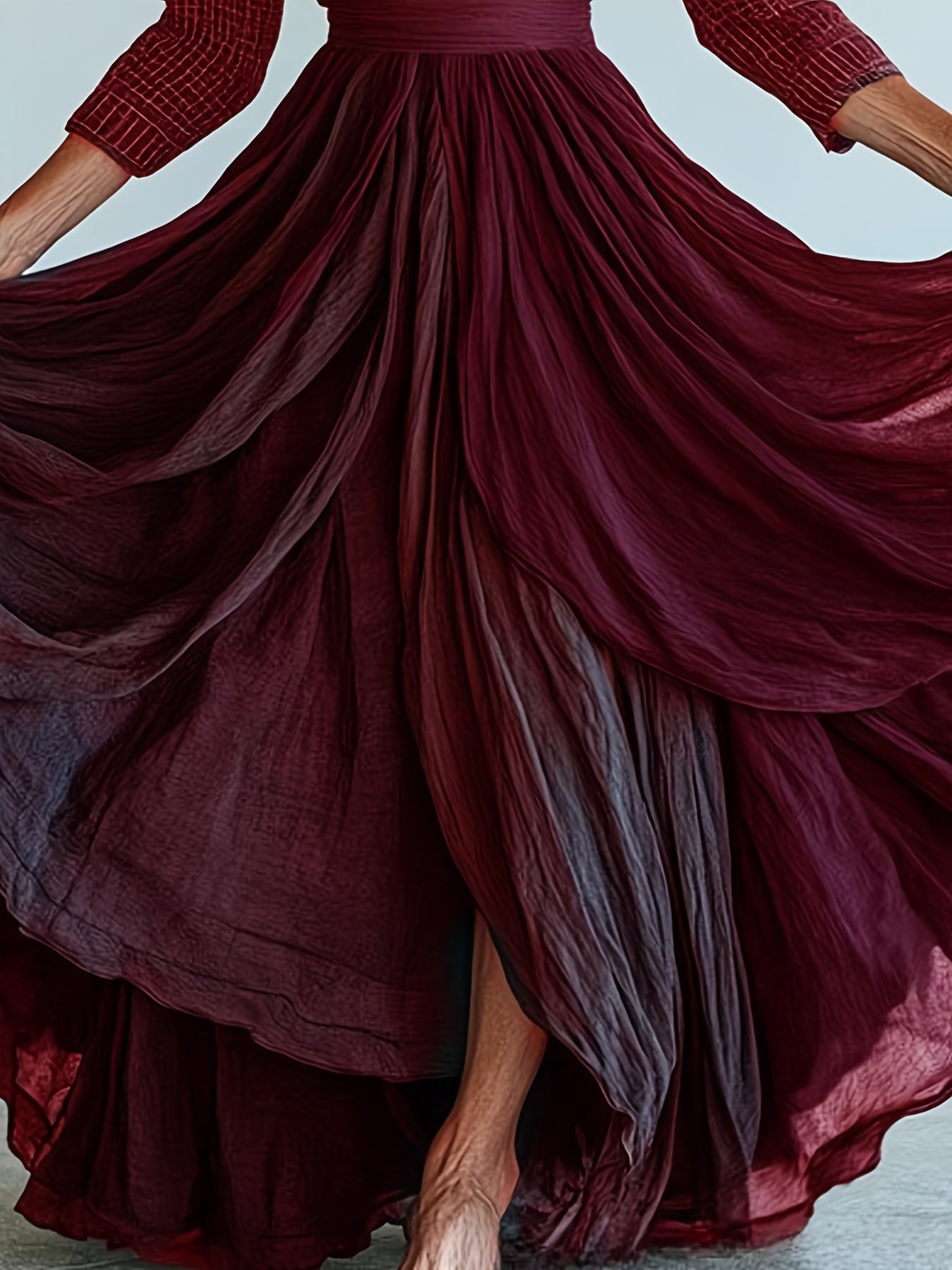 Elegant Bohemian Maxi Dress V Neck Cinched Waist Gown