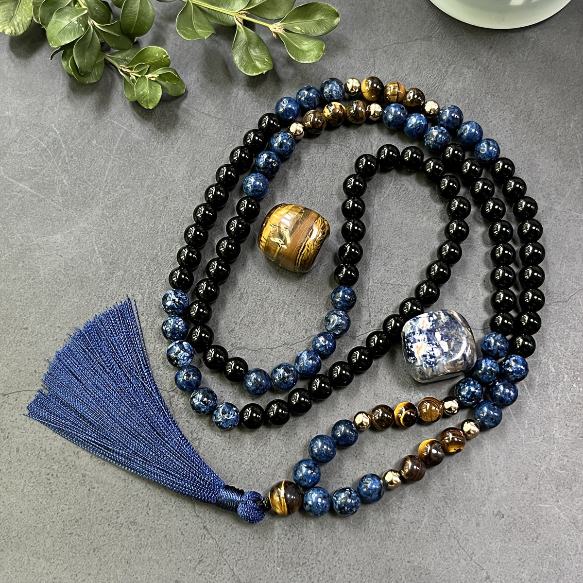 Blossom And Radiate Bohemian Tiger Eye Agate Mala Necklace