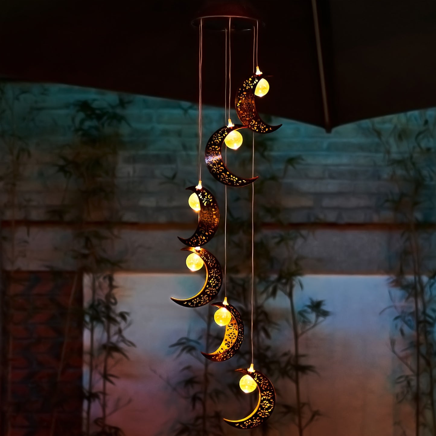 Tryme Solar Moon Wind Chimes Outdoor Lights For Garden
