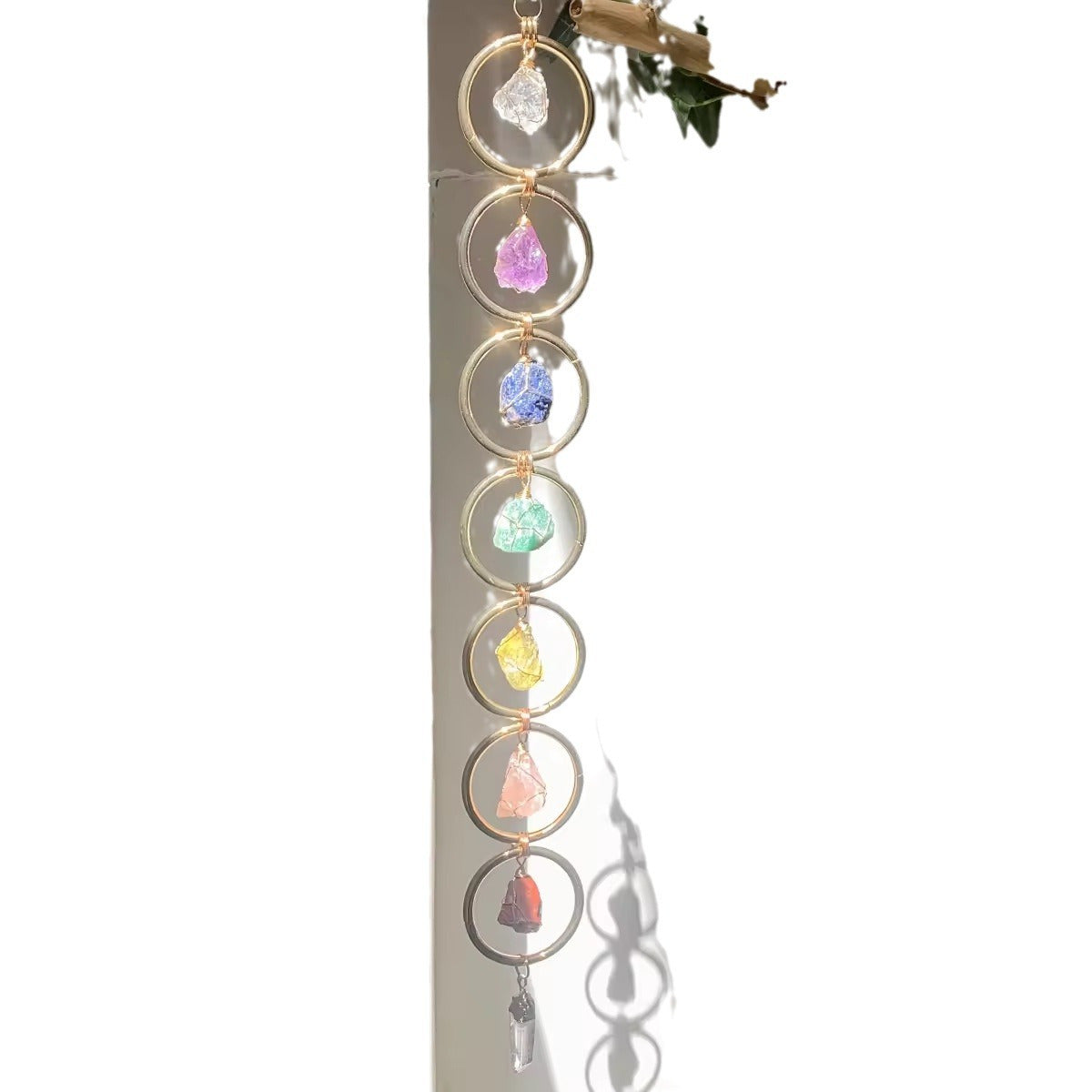 Modern Handcrafted Crystal Wall Hanging With Circular Stone
