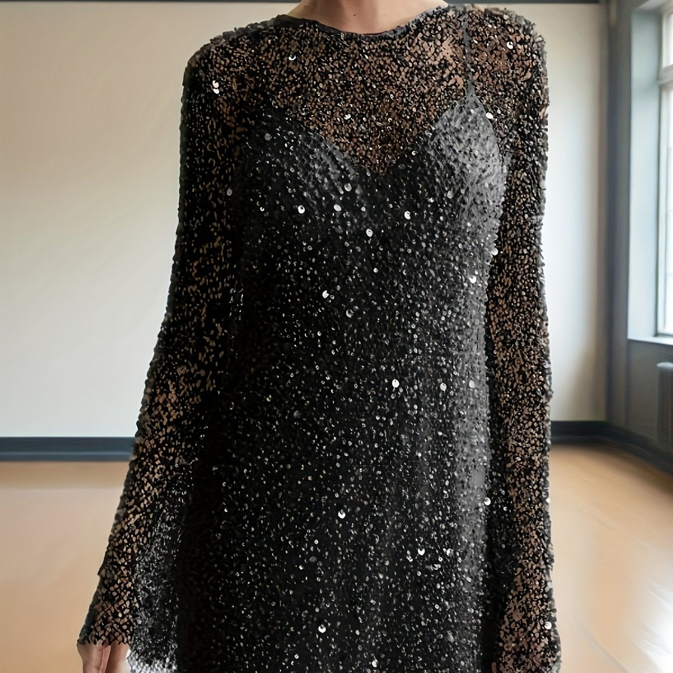 Sequin Mesh Two Piece Set With Lace Up Detail Women