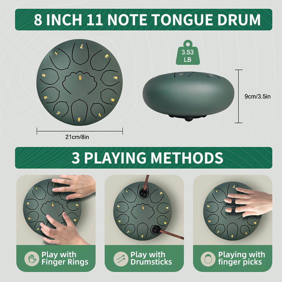 Rain Drum 11-Note Steel Tongue Drum For Yoga Meditation