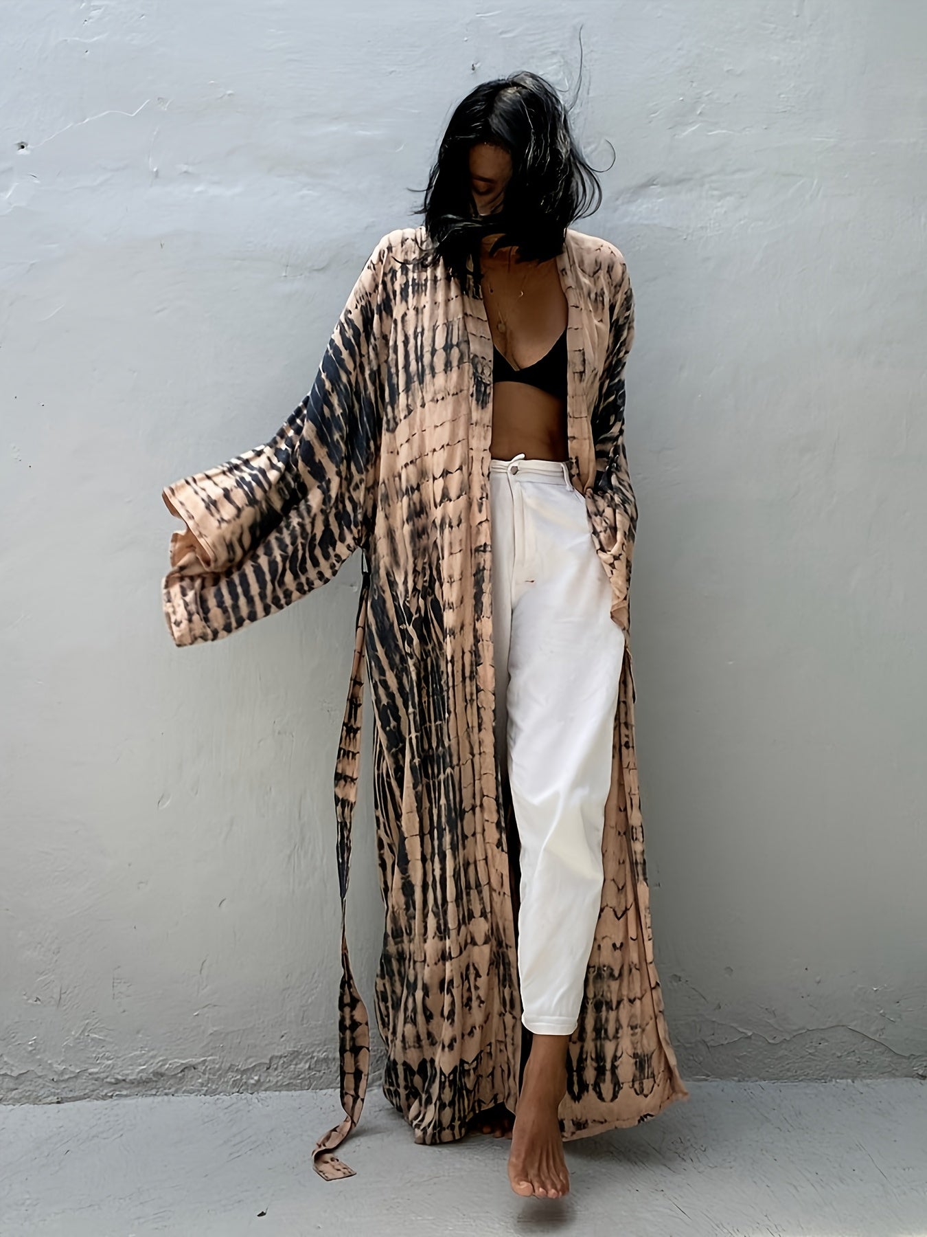 Relaxed Comfort Bohemian Kaftan Robe Long Sleeve Beachwear