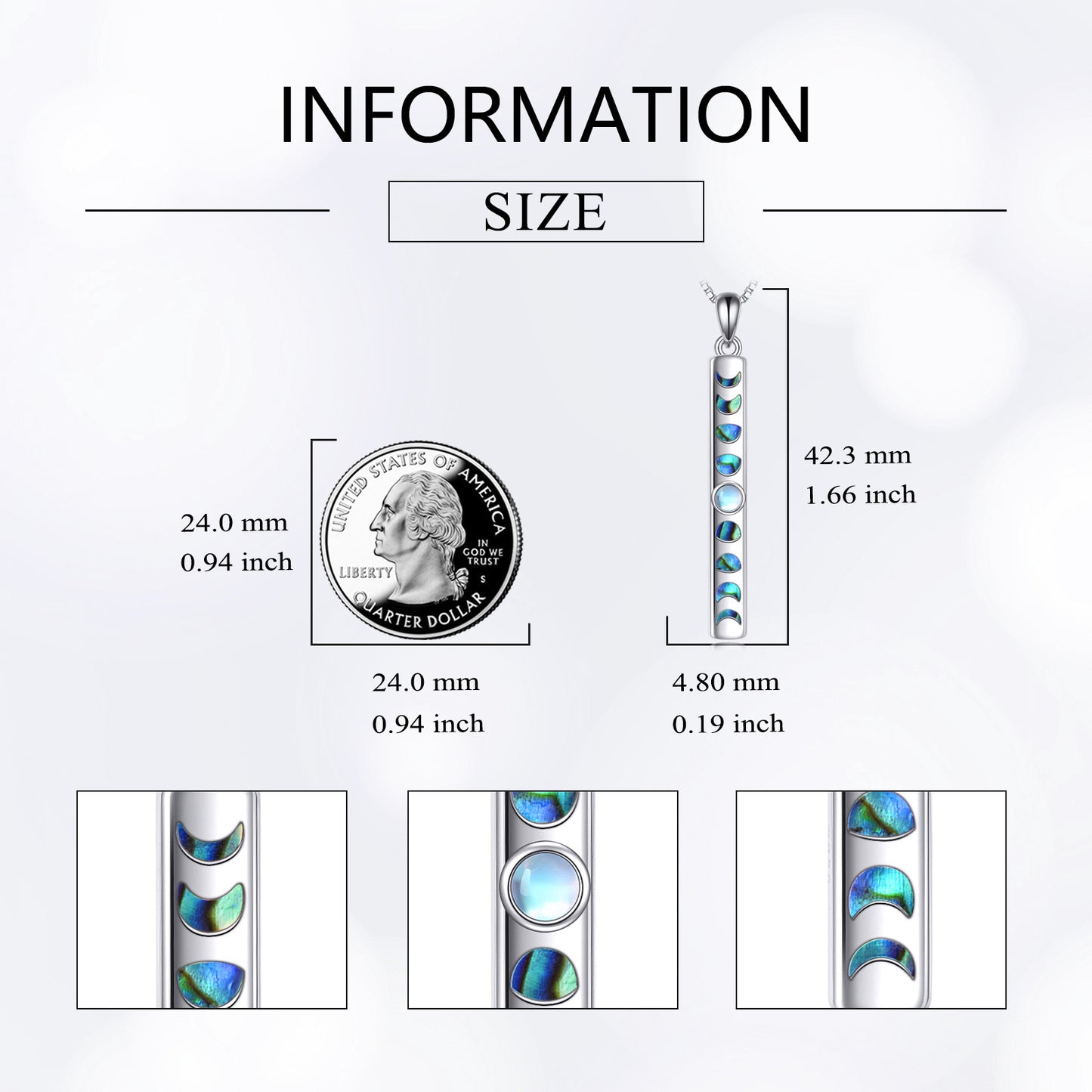 Moon Phase Necklace 925 Silver Moonstone Pendant Jewelry