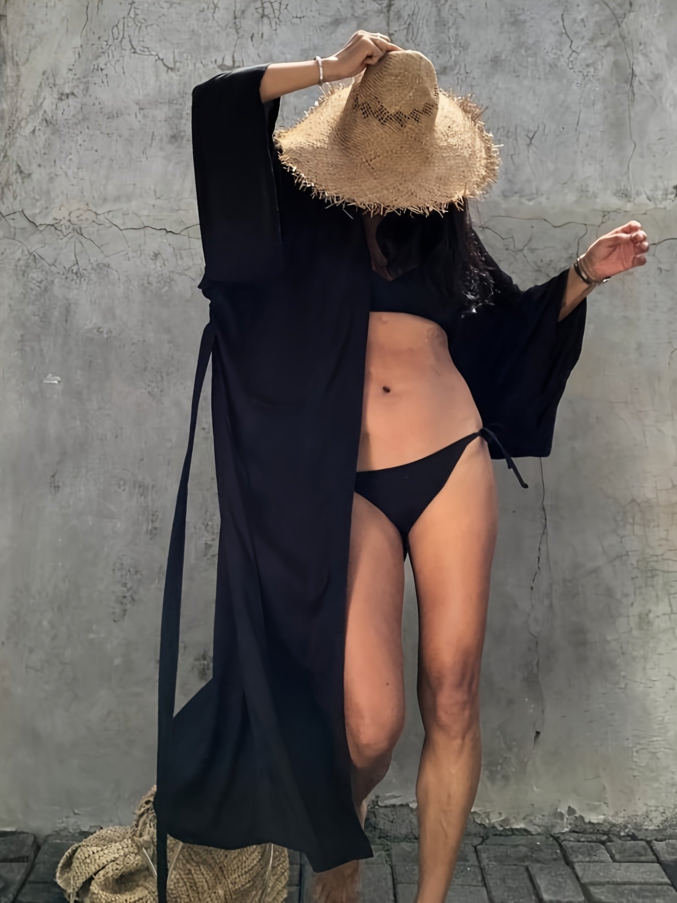 Lightweight Beach Kimono Cardigan Belted Swim Cover Up