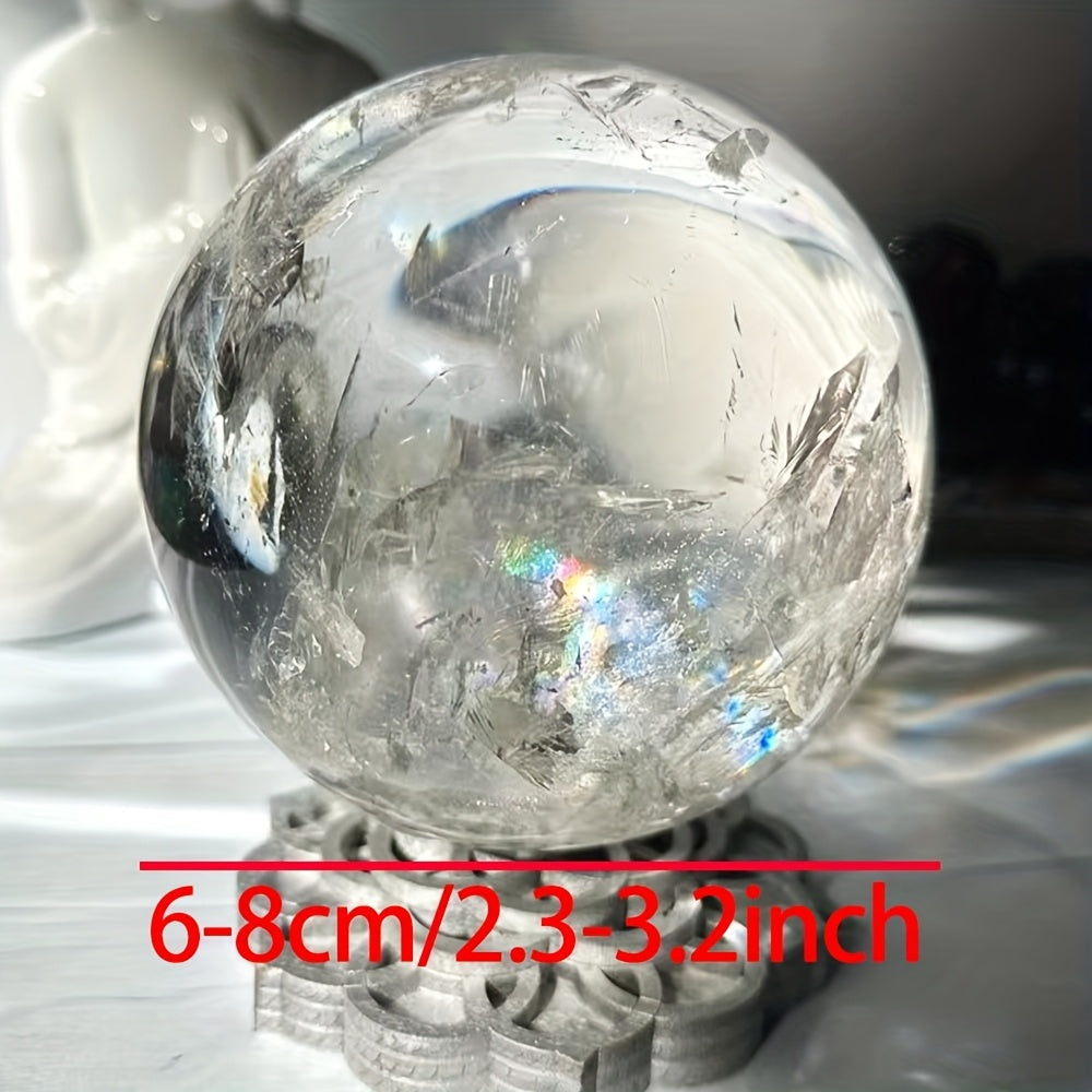 Clear Quartz Sphere With Inclusions For Home Decor And Gifts