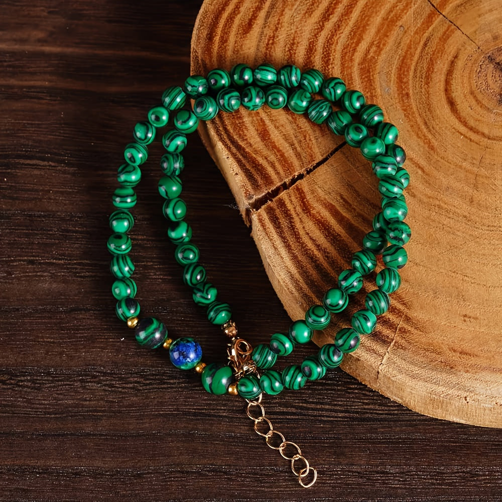 Malachite And Phoenix Lapis Lazuli Beaded Double Necklace