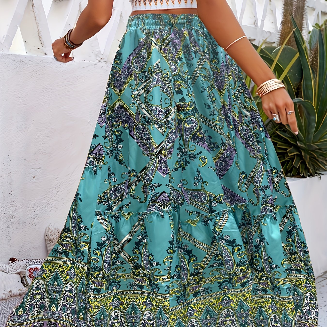 Blossom And Radiate Paisley Print High Waist Skirt Boho