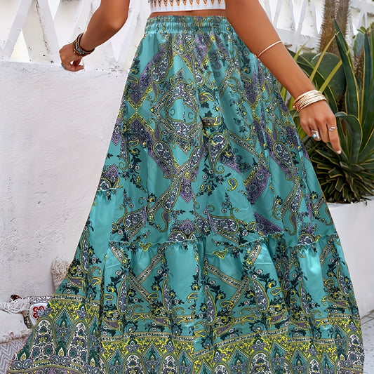 Blossom And Radiate Paisley Print High Waist Skirt Boho