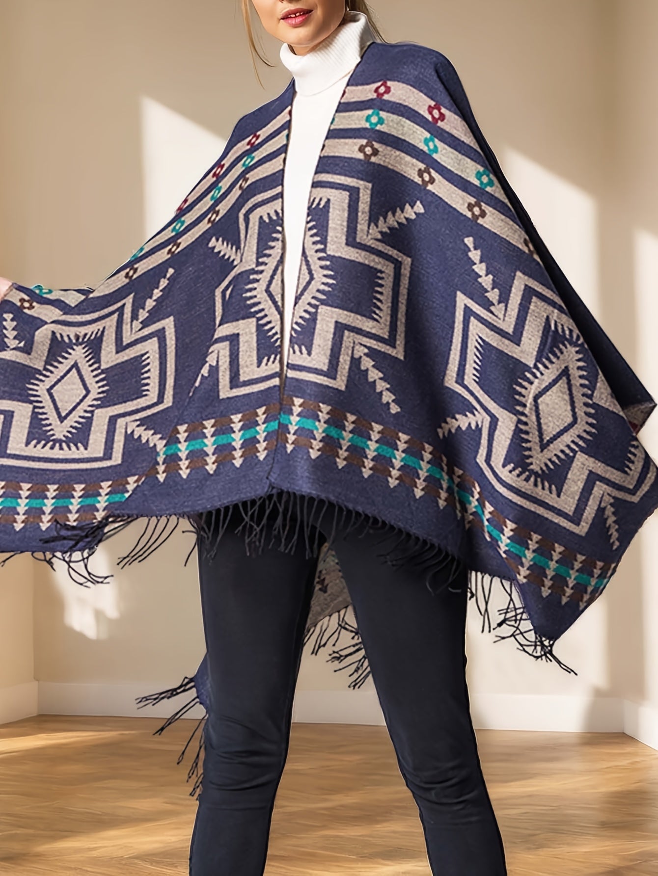 KTILG Ethnic Southwestern Shawl Scarf With Fringe Tassels