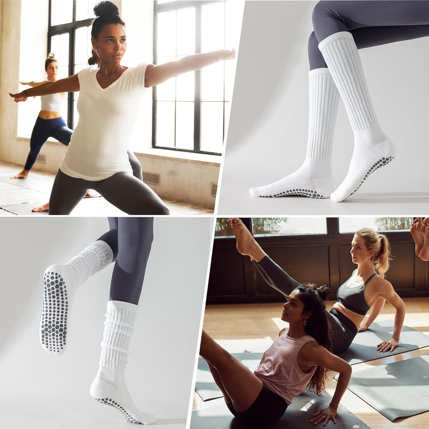 Blossom & Radiate Slouch Yoga Socks With Grips For Women