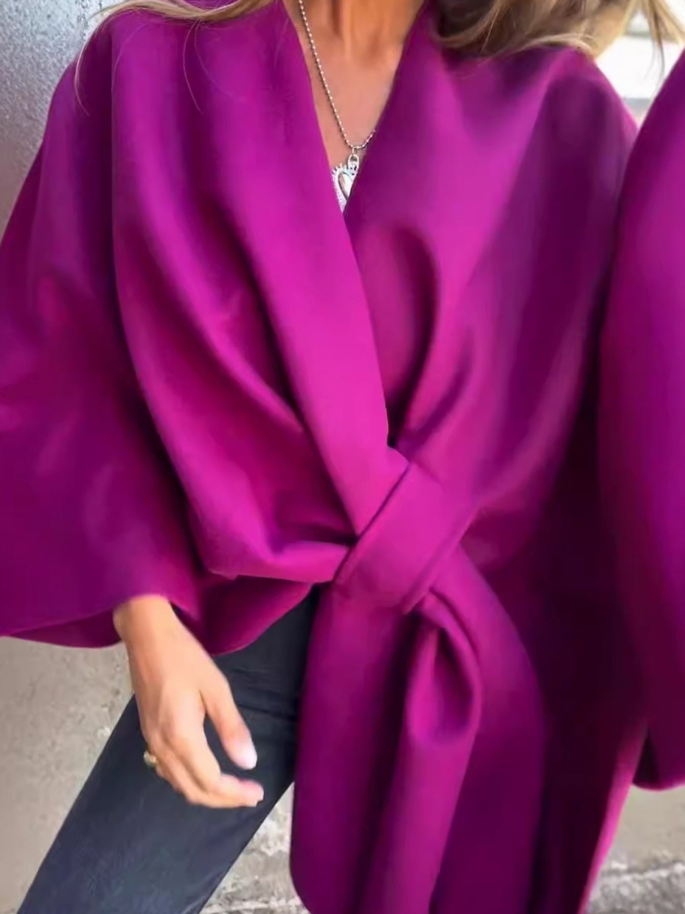 SCACTO Women Elegant Boho Cape Coat Soft Shawl Wrap