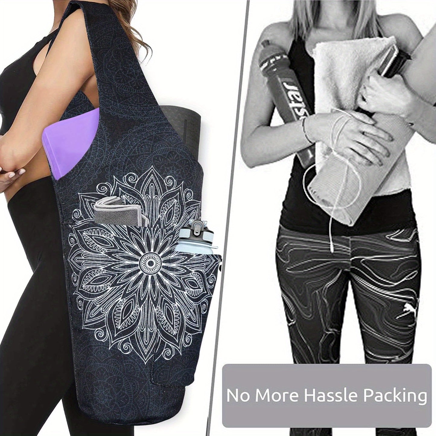 Yoga Mat Carrier Bag With Wet Zipper Pocket And Bottle