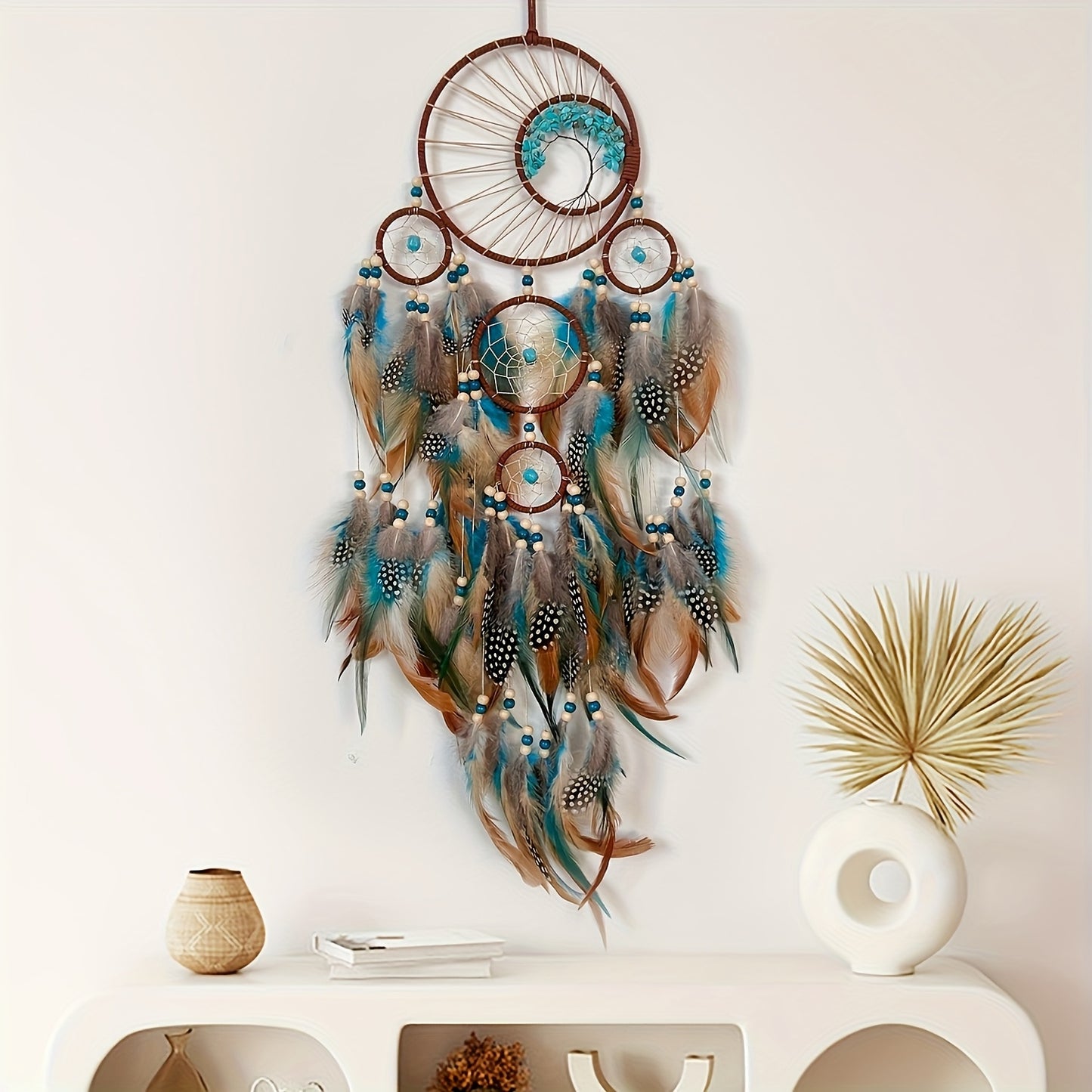 Handmade Bohemian Dream Catcher Pendant With Beads Decor